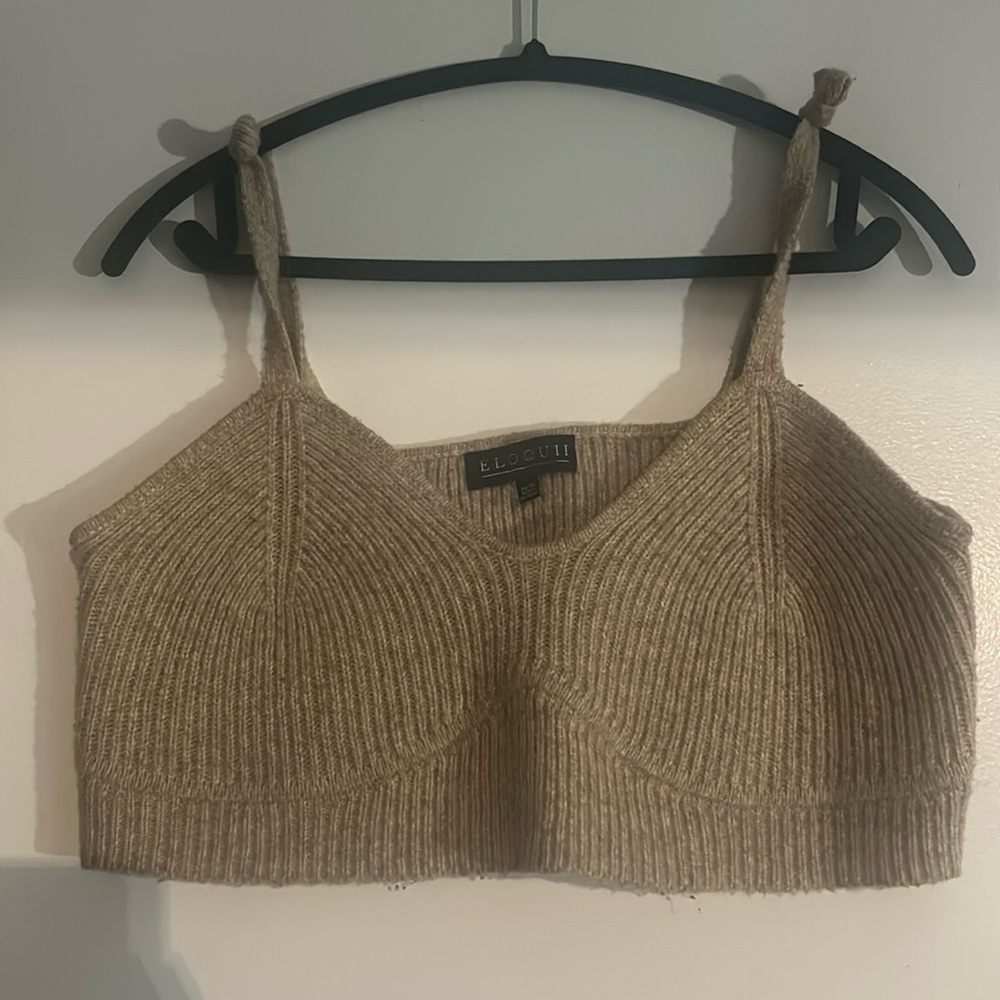 Tan Knit Bralette / Crop Top